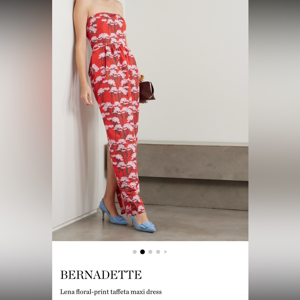 Strapless Red Floral Maxi Dress - Elegant Summer Style - Picture 4 of 5